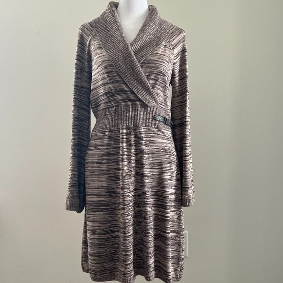 Tad b Brown & Tan Sweater Dress Size M - Picture 1 of 10